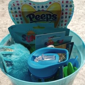 Blue Easter Gift Basket with Peeps